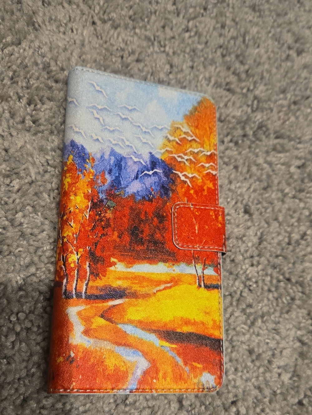 Autumn Landscape Phone Wallet Case With Milti Card Holder In Orange & Yellow